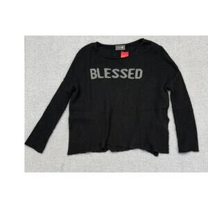 Wooden Ships Women's Black "Blessed" Long Sleeve Sweater Size XS #65391
